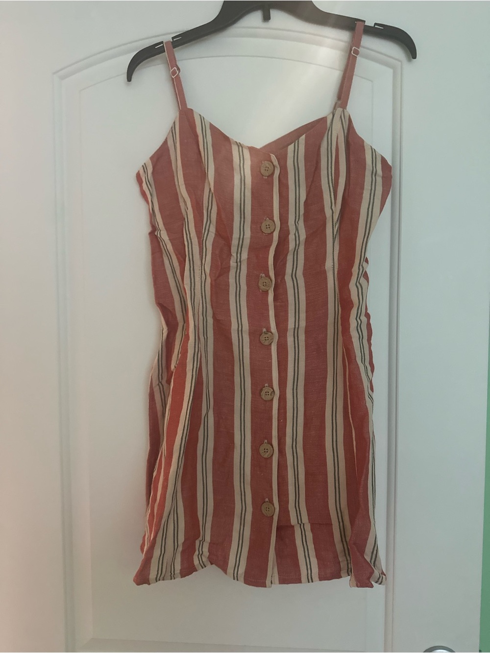 Urban Outfitters Rust and Cream Striped Button Dress